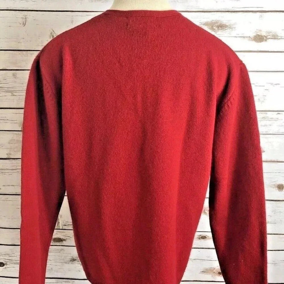 CHARTER CLUB Women Long Sleeve Lambswool Pullover V-Neck Red Sweater Size Medium - Picture 3 of 12